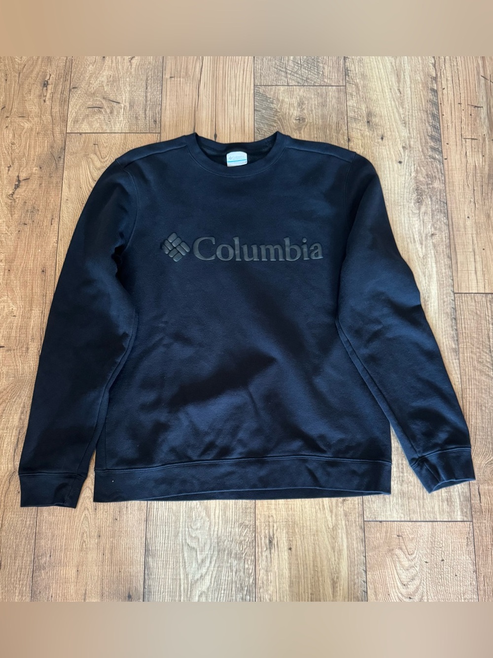 Columbia Black Sweatshirt with black raised logo. Weekend, comfort, Athleisure